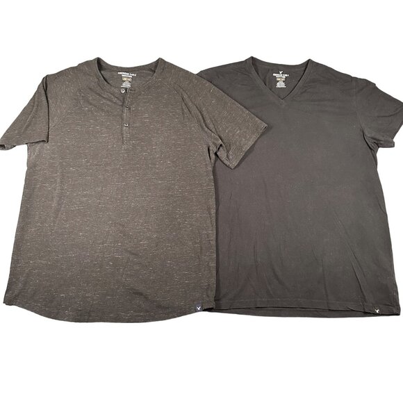 American Eagle Mens Large Lot of 2 Gray Core Flex Classic Fit Short Sleeve Tees - Picture 1 of 12